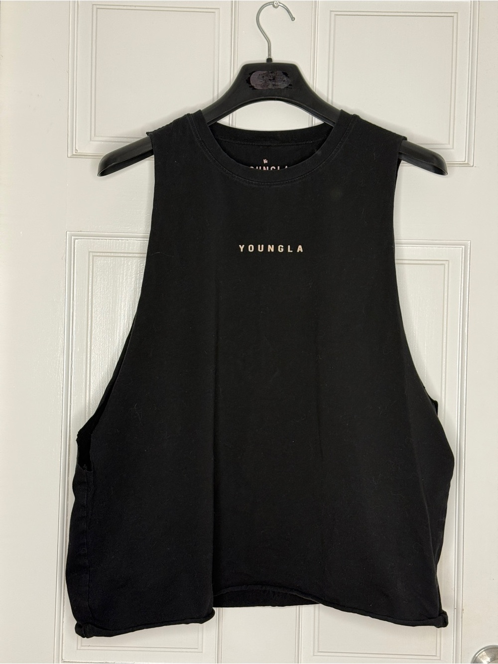 YoungLA Black Men’s Muscle Tank with Small Logo